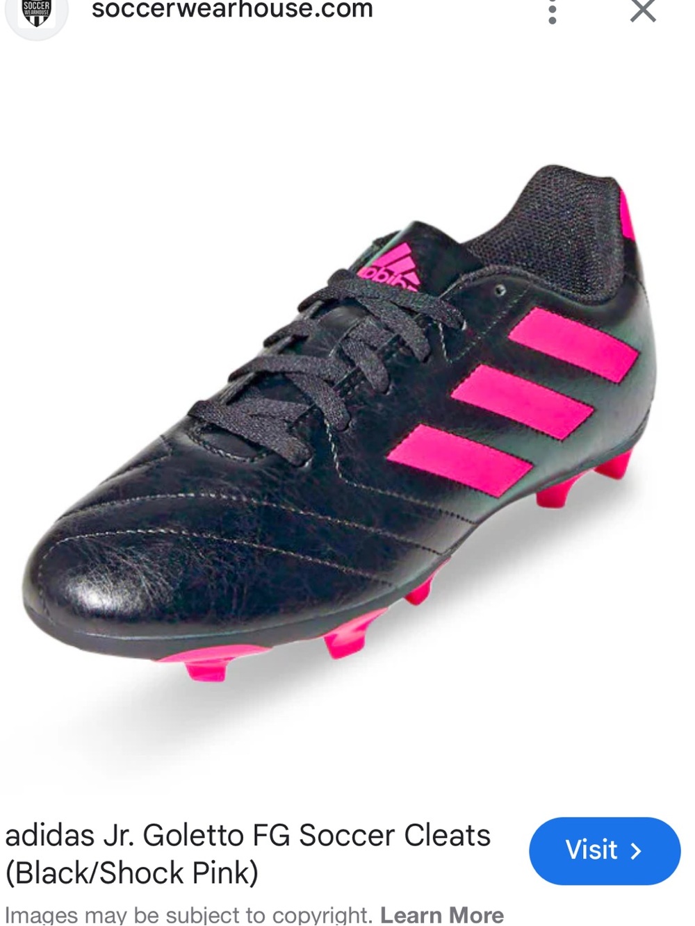 adidas Jr Goletto FG soccer cleats Black/ Pink